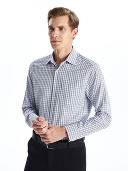 Regular Fit Uzun Kollu Ekose Gabardin Erkek G?mlek