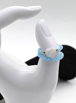 Колечко на резинке с перламутром Сердце и цирконом цвет небесно голубой - Радуга камня фото 16