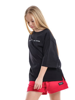 Футболка черная подростковая оверсайз PW22-7452 черный - Mini maxi фото 6