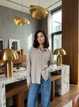 K13372 Рубашка OVER SIZE ЧЕРНЫЙ