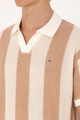 Erkek Comfort Fit Ka__k Yaka Camel _rg_l_ Ti__rt Sepette S_rpriz _ndirim - U.s. polo assn фото 7
