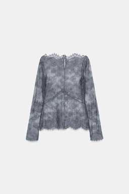 TOP ENCAJE ZW COLLECTION / Gris - Zara фото 5