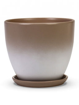 Набор горшков цветочный поддоном 4 шт 0,6 / 1,4 / 2,5 / 5 л керамика капучино Туман