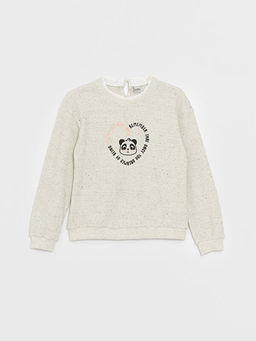 Bisiklet Yaka Bask?l? Uzun Kollu K?z ?ocuk Sweatshirt - Waikiki фото 3