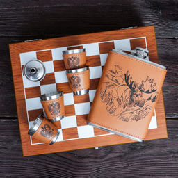 Фляжка 200 мл с шахматами + 4 стопки 25 мл, воронка / FL-190 /уп 20/ - Галеонтрейд фото 8