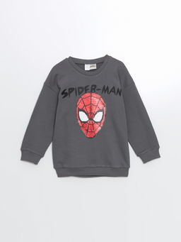 Bisiklet Yaka Spiderman Bask?l? Erkek ?ocuk Sweatshirt