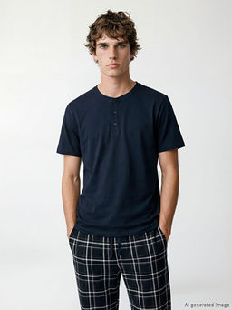 Bisiklet Yaka Erkek Pijama ?st?