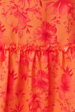 TRENDYOLMILLA Lacivert Cicek Desenli A Kesim Halter Yaka Astarl? Midi Dokuma Elbise TWOSS19LJ0200  фото 5