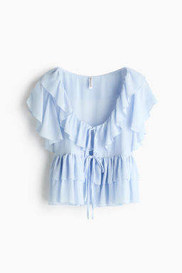 Flounced tie-front blouse