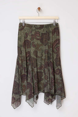 Cok Renkli Cicekli A-Kesim/Can Form Volanl?/F?rf?rl? Normal Bel Midi Tul Orme Etek TWOSS26ET00019 - Trendyolmilla фото 5