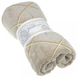 Плед/покрывало 100х150см "Ромбы, беж", велсофт "Bamboo" набивной, полиэстер 100%, плотность 260г/м2, упаковка: 16х33см пояс бумажный, "Домашняя мода" (Россия)