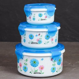 Салатник круглый 3 штуки с крышками / 124 /уп 84/ 190, 460, 850 мл - Галеонтрейд фото 2