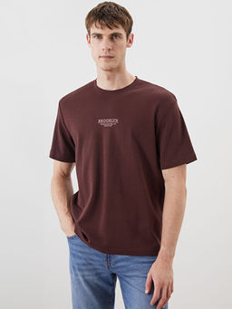 Bisiklet Yaka Bask?l? Erkek Ti??rt