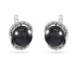 Серьги из серебра жемчуг, см025ч
