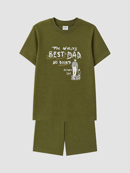 Bask?l? Erkek ?ocuk ?ortlu Pijama Tak?m?