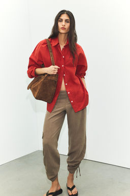 WASHED OVERSIZE POPLIN SHIRT - Zara фото 8