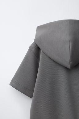SUDADERA CAPUCHA MANGA CORTA SPORTY CON MODAL / Gris antracita - Zara фото 4