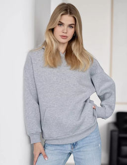 K13019 Толстовка с капюшоном (плотный хлопок) СВ_СЕРЫЙ