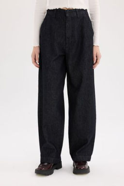 Baggy Fit Yuksek Bel Uzun Jean Pantolon