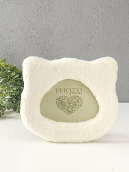 Фоторамка МДФ, иск. мех 14,5х18 см "Белый котик" 21х2х25 см