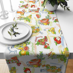 Скатерть-дорожка на стол 145х50см Лимонад, хлопок Комфорт 171г/м2, упаковка классическая 28х41см, Домашняя мода (Россия)