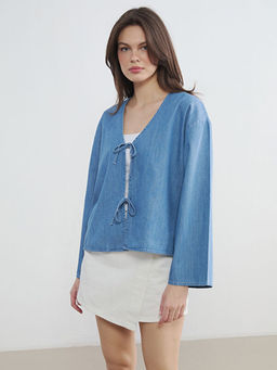 V Yaka Ba?lama Detayl? Jean Bluz