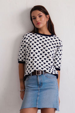 10040 Топ вязаный с сердечками синий - Martichelli фото 6