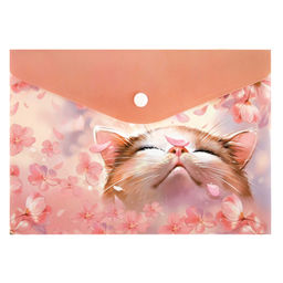 Цена за 2 шт.Папка для школьных тетрадей пластиковая Феникс+, арт. 69016/ 12 ЦВЕТОЧНЫЙ КОТ