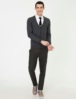 Gri Melanj Slim Fit Basic D__meli Triko H_rka