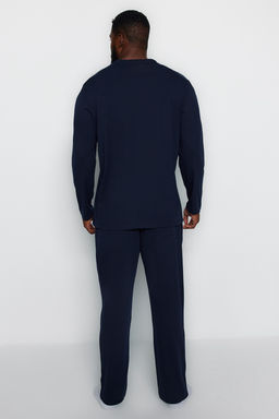 TRENDYOL MAN Lacivert Regular Fit Bask?l? Orme Buyuk Beden Pijama Tak?m? TMNAW24AI00000 - Trendyolmilla фото 2
