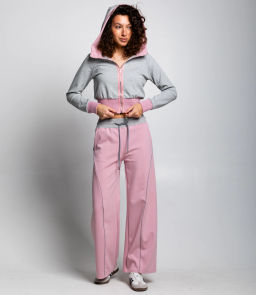 Спортивный костюм #КТ25024, серый меланж, пудровый