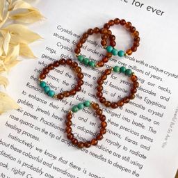 Кольцо на резинке из Бирюзы и Граната "Спессартин" 16,5р.