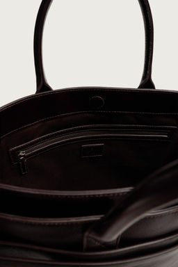 BOLSO SHOPPER PIEL / Marr?n - Zara фото 5