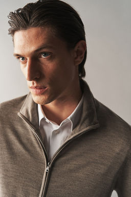 Cardigan de lana merino con cremallera Slim Fit - H&m фото 3
