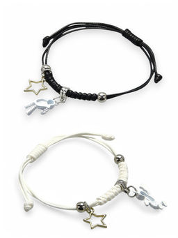 Браслеты парные «Неразлучники» космонавты со звёздами, чёрно-белые, 7 см