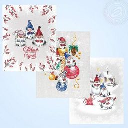 К-т полотенец Гномики 50*60 см. - 3 шт. рогожка хлопок 100%