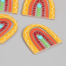 Цена за 4 шт. Декор для творчества акрил Тюльпан и радуга, 0.2?3.6?3.6 см