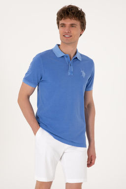 Erkek Slim Fit Polo Yaka _ndigo Y_kamal_ Basic Ti__rt Sepette S_rpriz _ndirim