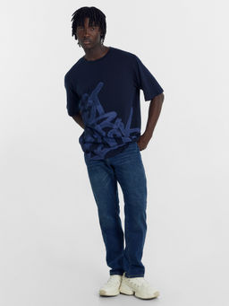 Футболка Mark Formelle мужская из хлопка с эластаном синяя с принтом  фото 3