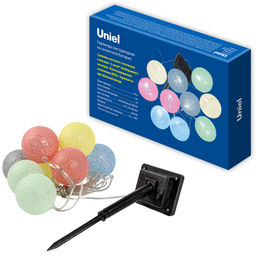 USL-S-139/PM2000 COTTON BALLS Садовая гирлянда на солнечной батарее Клубки. 10 светодиодов. Теплый белый свет. 1*АА Ni-Mh аккумулятор в/к. IP44. TM Uniel - Volpe фото 11