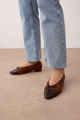 Taba Fiyonk Detayl? Deri Suslemeli Suet Badem Burun Babet 
TAKAW26BE00003 - Trendyolmilla фото 2