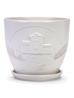 Горшок цветочный с поддоном 5 л, d122/h19,5 см белый керамика, "Голландия" (М)