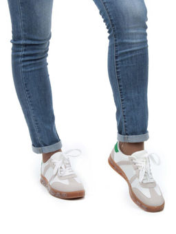 05-6016-2 WHITE/BEIGE Кроссовки женские (искусственные материалы) - No name фото 3