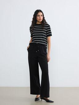 Bisiklet Yaka ?izgili Kad?n Triko Kazak