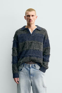 STRIPED JACQUARD KNIT POLO SHIRT - Zara фото 10