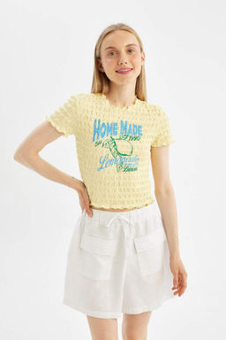 Классная футболка с короткими рукавами и круглым вырезом с принтом - Defacto фото 6