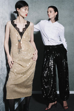 ZW COLLECTION SEQUIN LACE DRESS - Zara фото 9