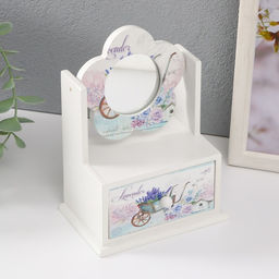 Шкатулка для украшений 1 ящик «Тележка лаванды», с зеркалом, дерево, 11×7.5×14.8 см