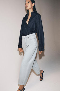 JEANS ZW COLLECTION TAPERED TIRO MEDIO / Azul claro - Zara фото 4