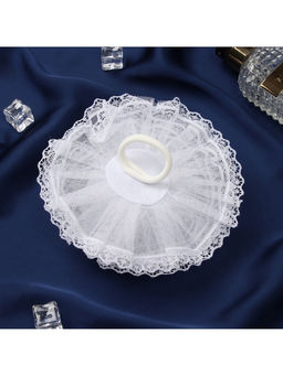 Цена за 6 шт. Бант для волос на резинке «Школьница», волна кружева, d=16 см, белый